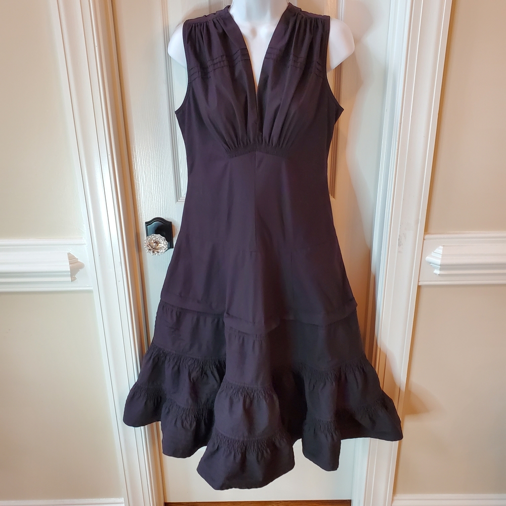 DKNY - Vintage - Tiered Ruffle Midi Dress - V-Neck -  Whimsigoth